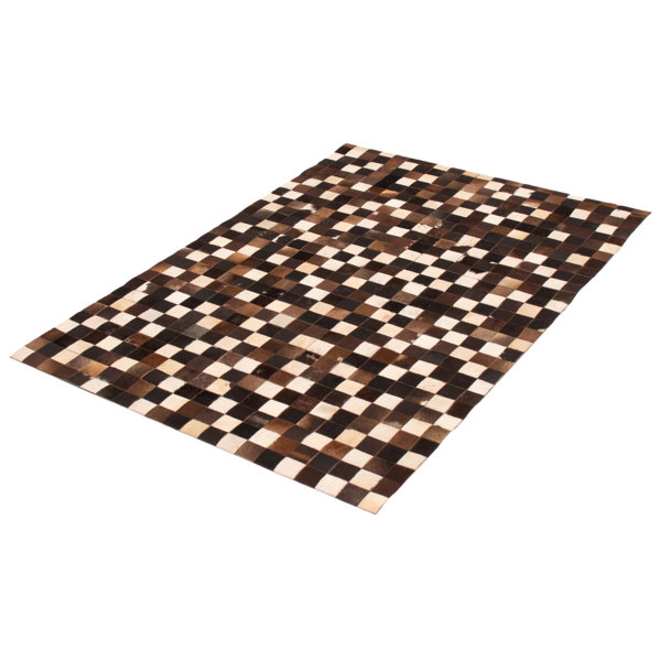 Union Rustic Scarborough Patchwork Handmade Leather Area Rug in Dark